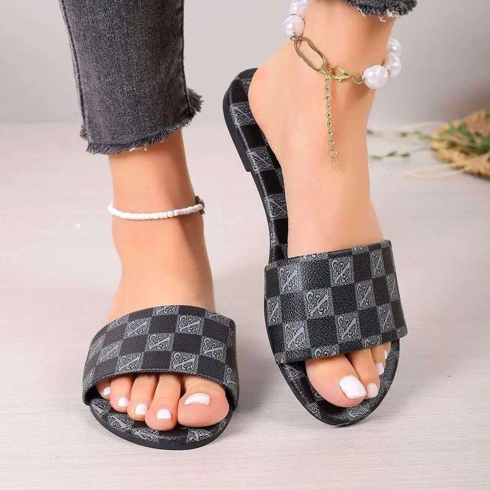 2025 Free Shipping new designer slippers flat sandals Checkered shoes slides womans sandal Slipper woman Outdoor casual szie eur 36-43 dh3138027