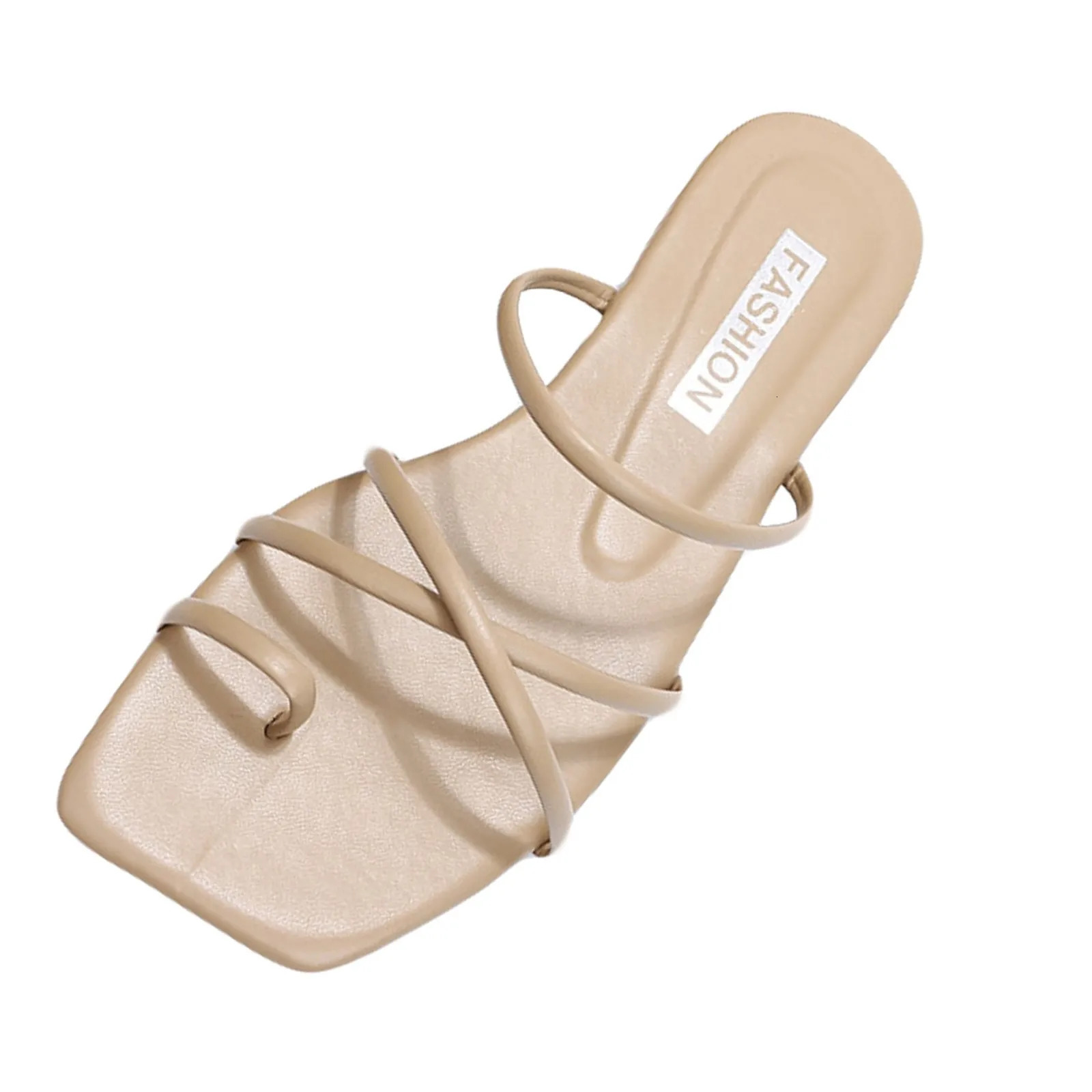 Womens Fashion Slipper Casual Solid Crystal Roman Flat Slippers Sandals Shoes Outdoor Beach 250317