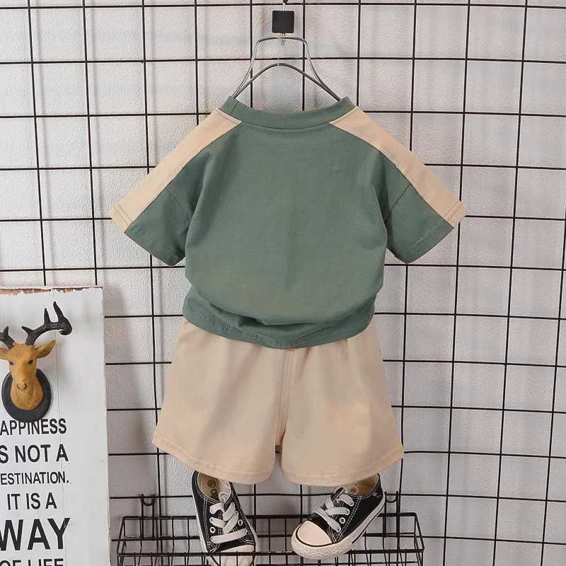 0-5-year-old boy simple Korean fashion T-shirt+baby summer cotton shorts setT250327