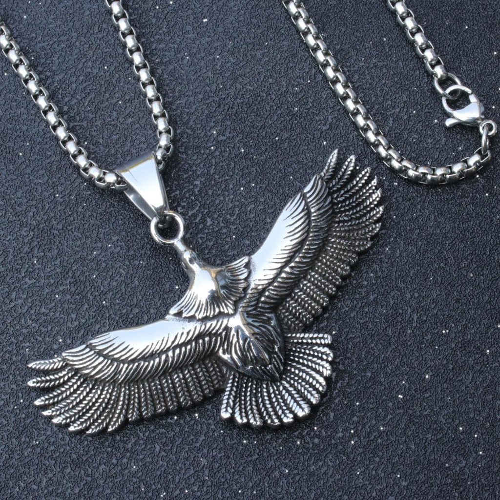 60cm Flying Eagle Pendant Retro Necklace Ethnic Style Feather Eagle Pendant
