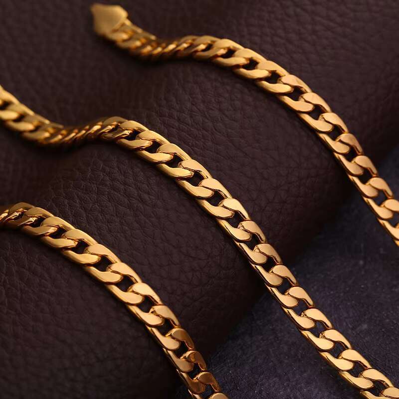 Wholesale Punk 6MM Chunky Chain Buckle Side Necklace for Men 18K Gold Plated Alloy Cuban Chain Necklace