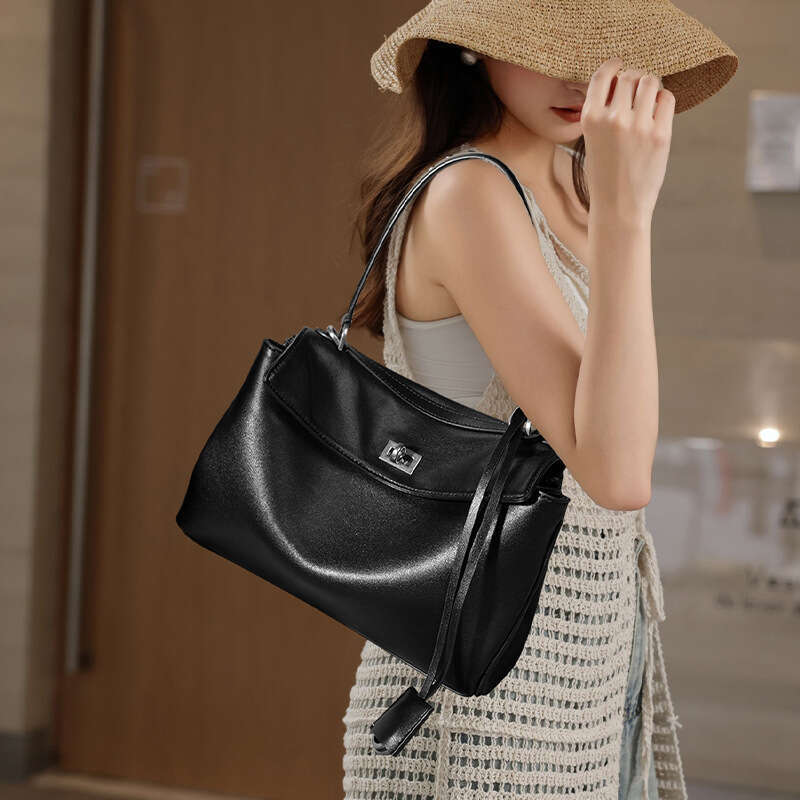 Crossbody Saddle Commuter Tote: Women's Large Capacity Calf Leather Underarm Bag hot - 2025 Trendy Fashion