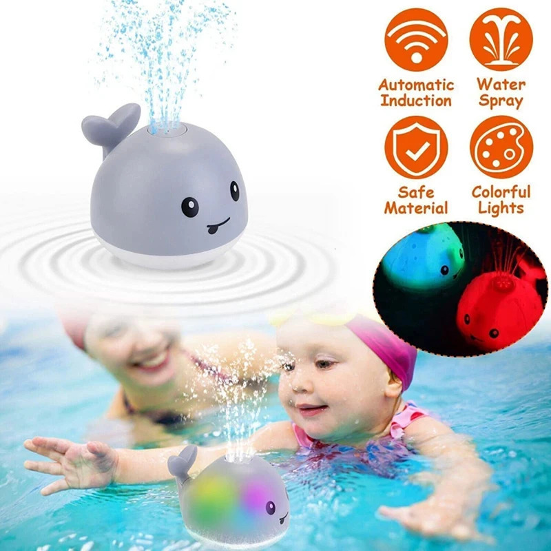 Baby Light Up Bath Toys Whale Automatic Sprinkler Bathtub Toys kids Infant Swim Pool Bathroom Toys Gifts With Music LED Light 250326