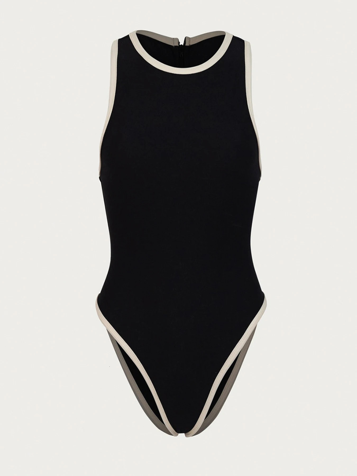 high neck onepiece swimsuit womens zipper summer beach 250327