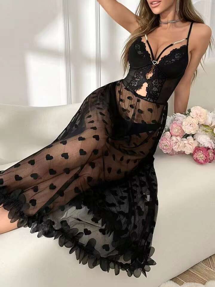 Customisable Sexy Pink Nightgown Quick Dry Pamas Women Ladies Night Dress For Spring Season Combo Pack