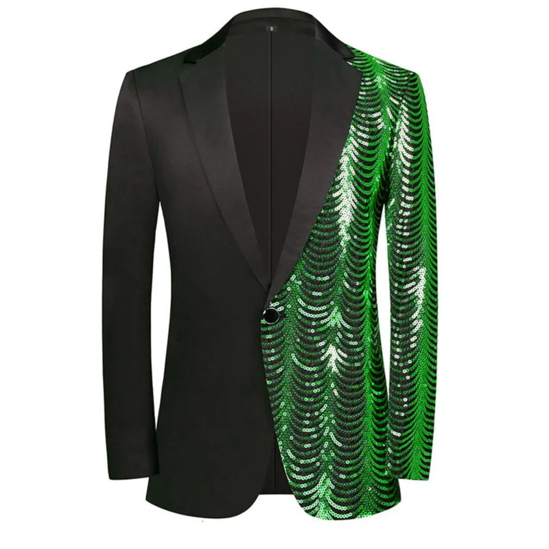 Wxw4142 Spring and Autumn Splicing Colorful Glitter Jacket Mens Coat Party Evening Dress S3XL 250326