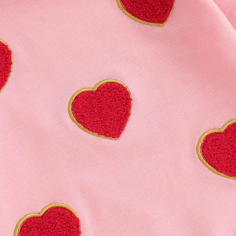 Ddmyshoesvip Baby Girl Valentines Sweatshirt Cute Clothes Outfit Heart Embroidery Long Sleeve Pullovers Autumn Winter Tops For Toddler