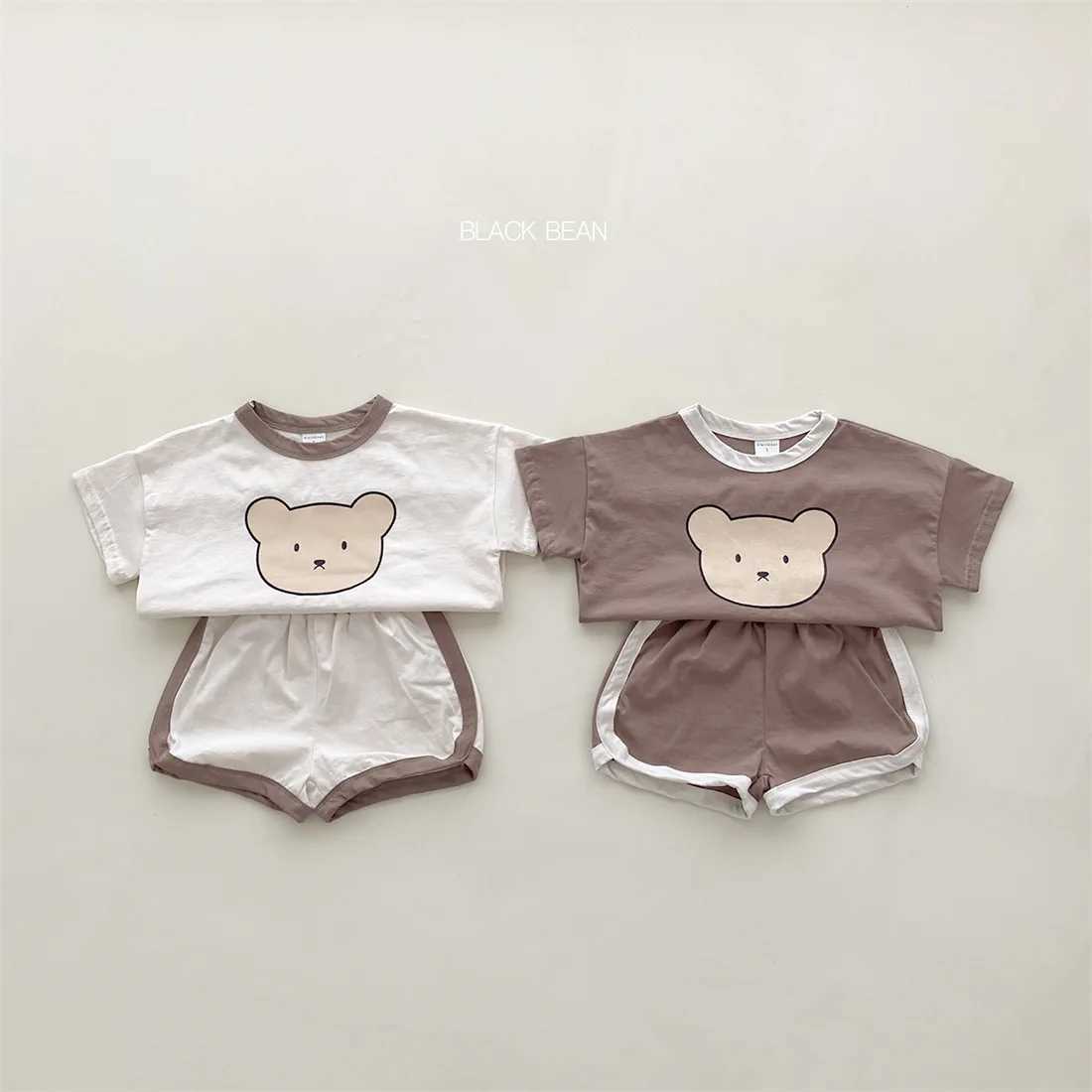 2PCS childrens clothing fashion set childrens summer cotton T-shirt boys and girls short sleeved childrens clothingT250327
