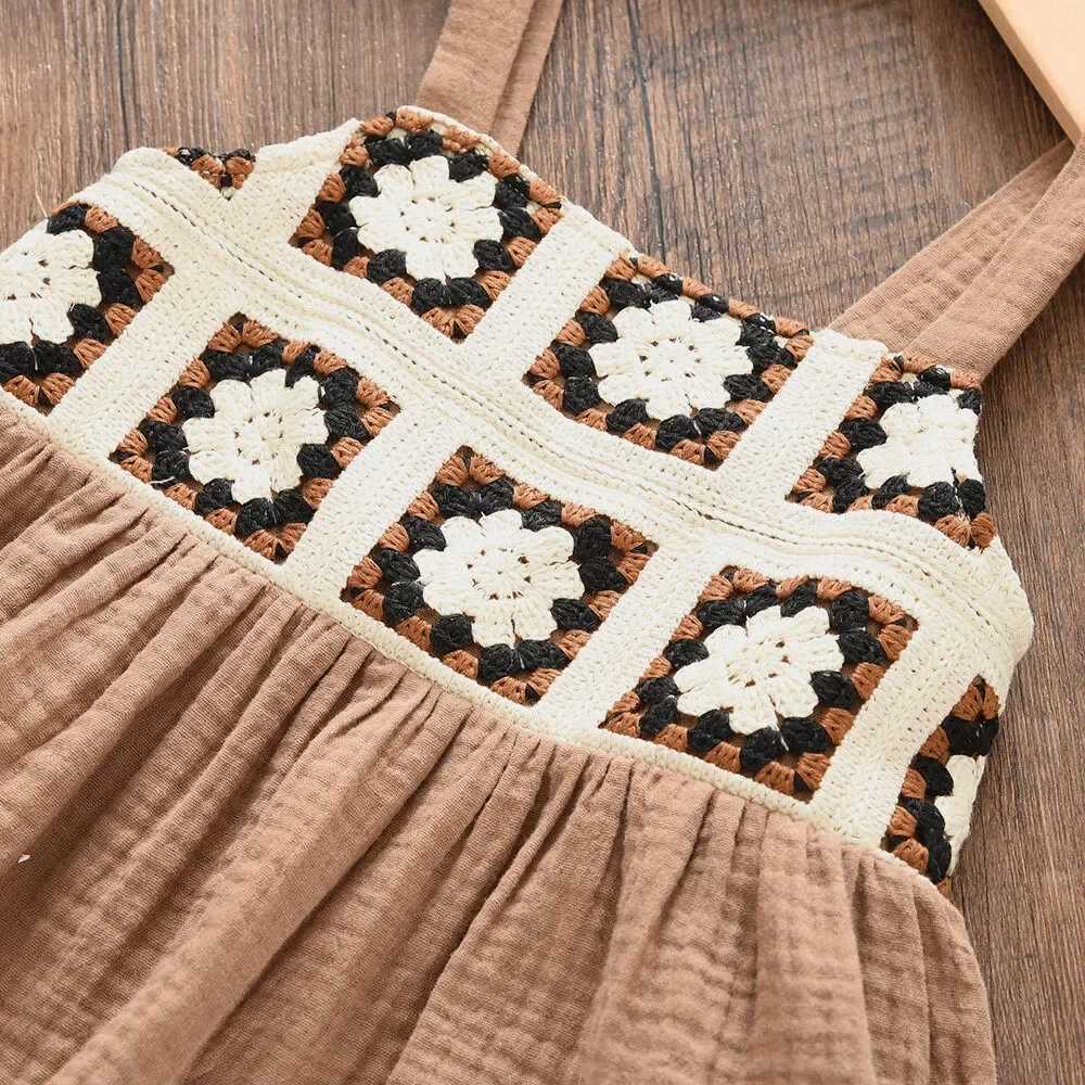 Bear Leader Girls Suit Summer Brown Retro Printed Flat Shoe Top+Beige Pants Sweet Two Piece Set 3-7 Years OldT250327