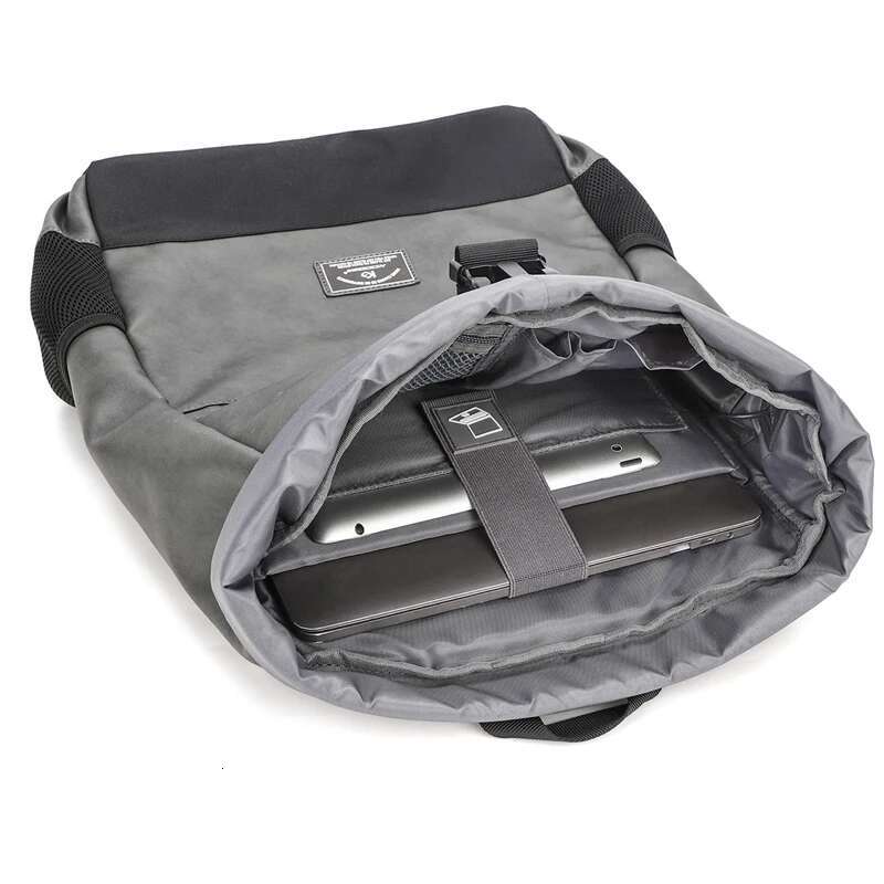 Waterproof Usb Computer Backpacks Bags Lightweight PU Leather Roll Top Rucksack For Women Men