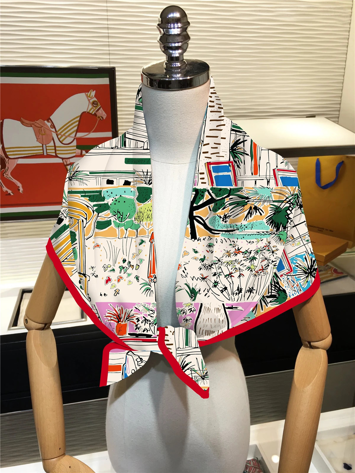 Graffiti Skating Shoes Twill Silk Scarf Shawl Square Scarf Women Hijab Bandana Foulard Neckerchief Head Scarves 250321