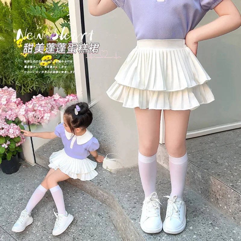 Skirts for Girls Cake Skirt Summer White Skirt Princess Style Childrens Puff Skirt Loungewear Outfit Items 250326