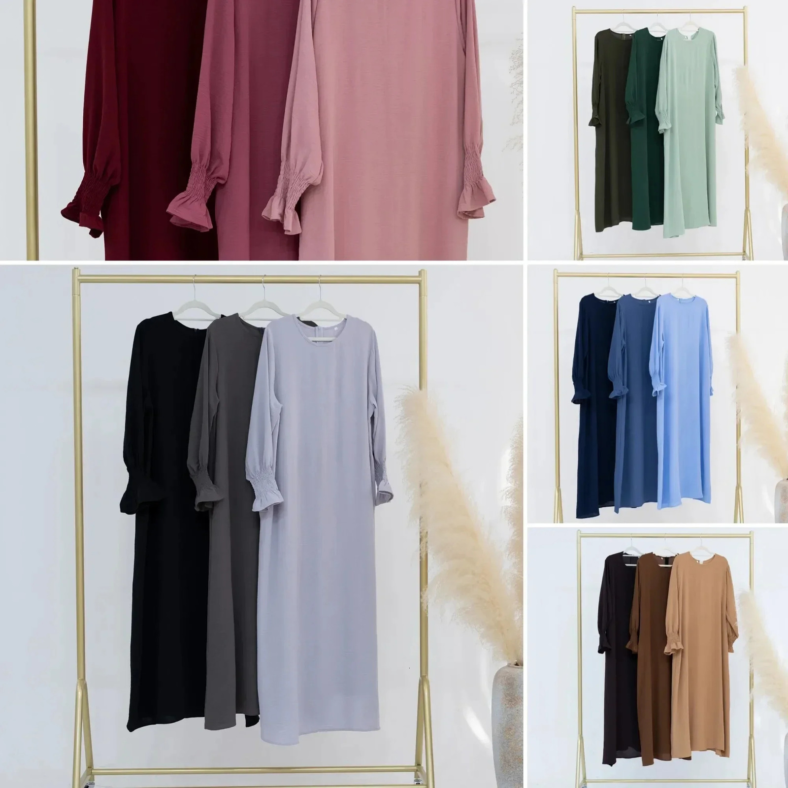 Muslim Abaya Womens Crepe Islamic Dress Ordinary Basic Dubai Modest Kafan Headband 250326
