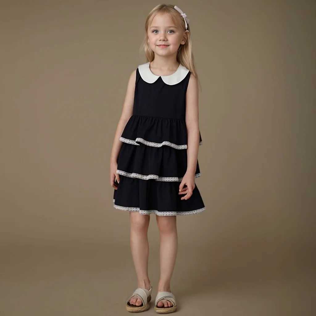 Kids Princess Dresses for Girls Sleeveless Vest Children White Leaf Ball Gown Birthday Wedding Frock Baby Baptism Boutique Dress W250326