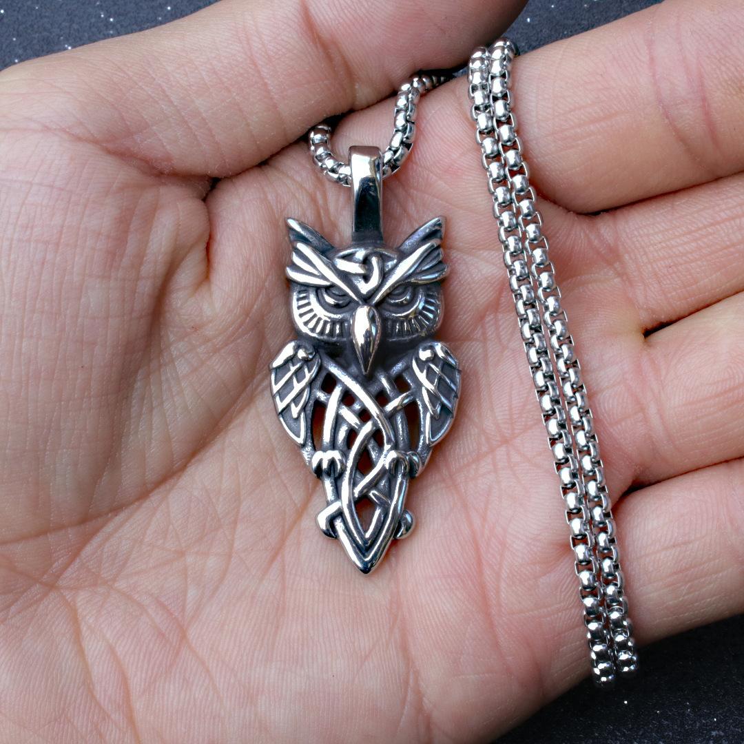 Vintage Viking Owl Necklace - Titanium Steel Men's and Women's Pendant Nordic Style