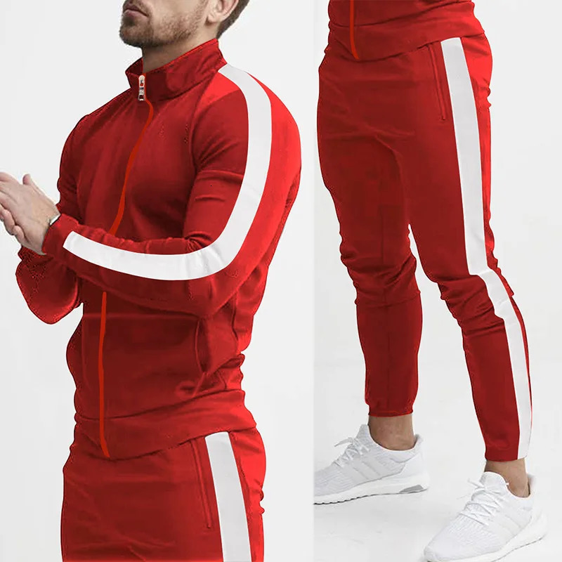 2025 autumn and winter casual mens sportswear color block clothing hooded fashion complete set 250326