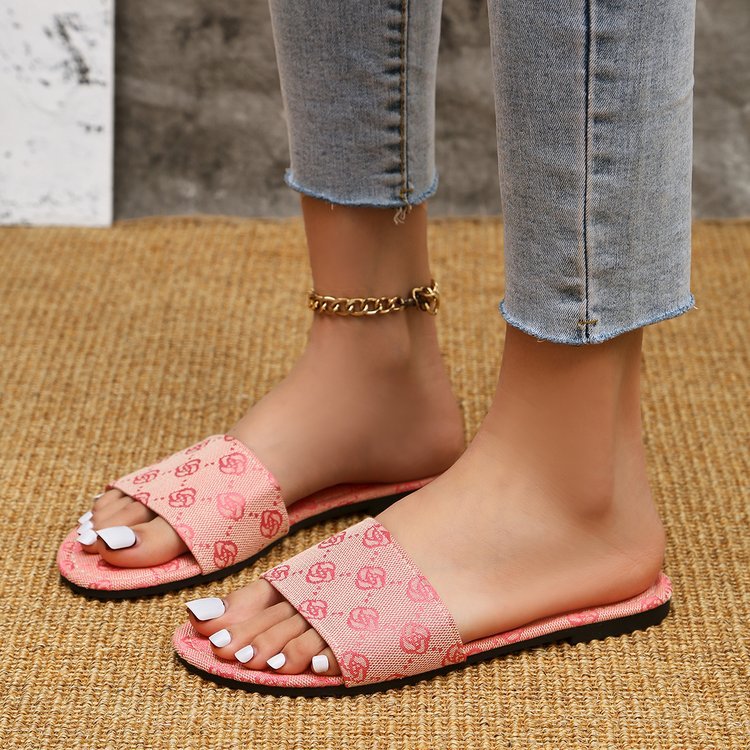 Free shipping designer plus size women slippers khaki pink antislip thick sole breathable comfortable indoor casual sandals 2025