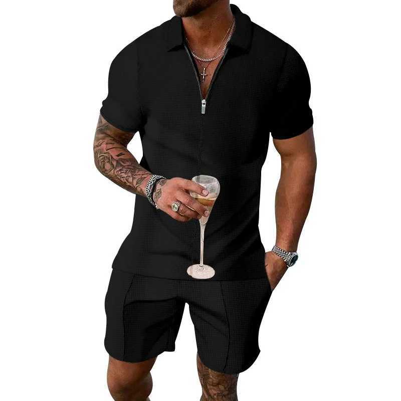 2024 European and American Summer Mens New Casual Business Temperature and Short Sleep SetXJ250326
