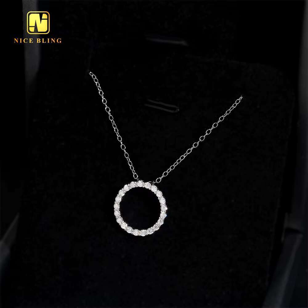 GRA Certificate Iced Out Circle Shape Design Women Link Chain 925 Sterling Silver VVS Moissanite Diamond Women Jewelry Necklace