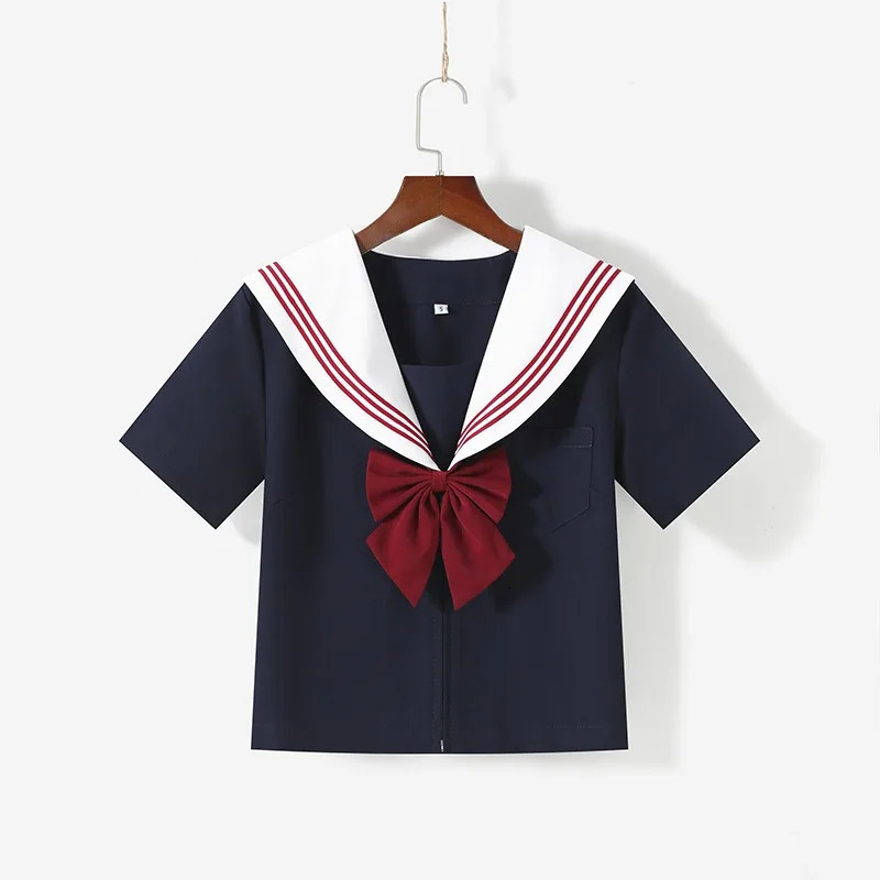 Japanese JK style white collar red three stripe sailor uniform pleated ski suit suitable for daily wear and roleplaying college 250326