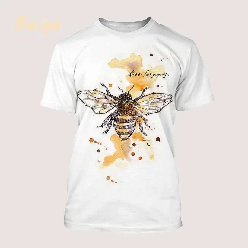 Men s T shirt D printed with bee and honey patterns large size loose fit comfortable breathable XL new collection for summer