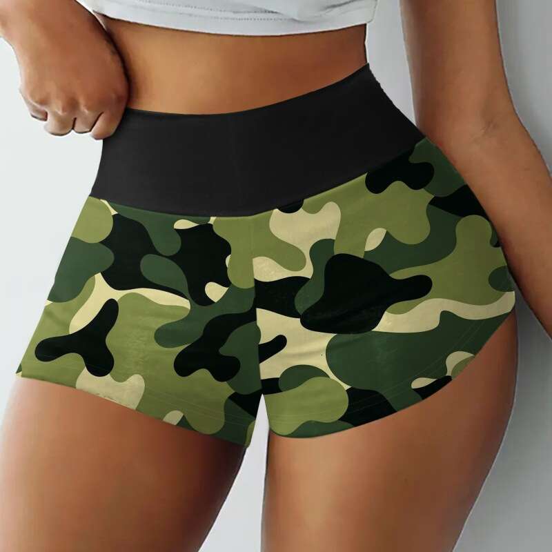 Women Yoga Pants Yoga Fitness With Back Print Summer High Waist Sports Shorts
