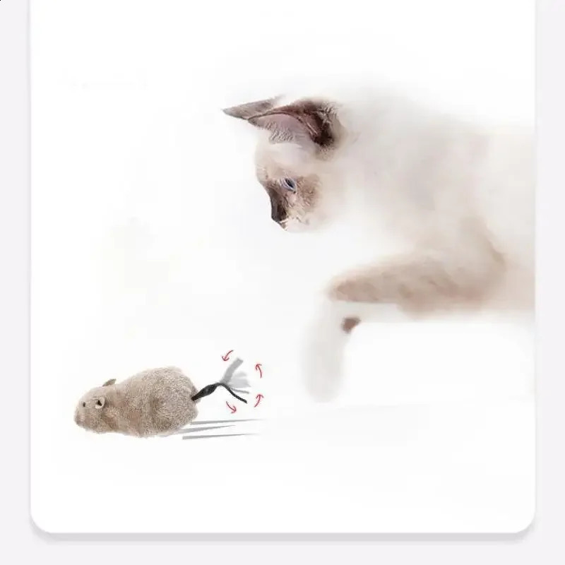 1Pc Fun Plush Mouse Running Toy Cat Dog Tail Pet Children Random Color 250312