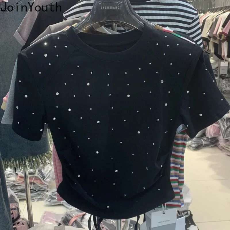 White Woman Tshirts 2025 Ropa Mujer Fashion Heavy Dia Short Sleeve O-Neck Summer Korean Tees Casual Crop Tops Y2k T Shirt