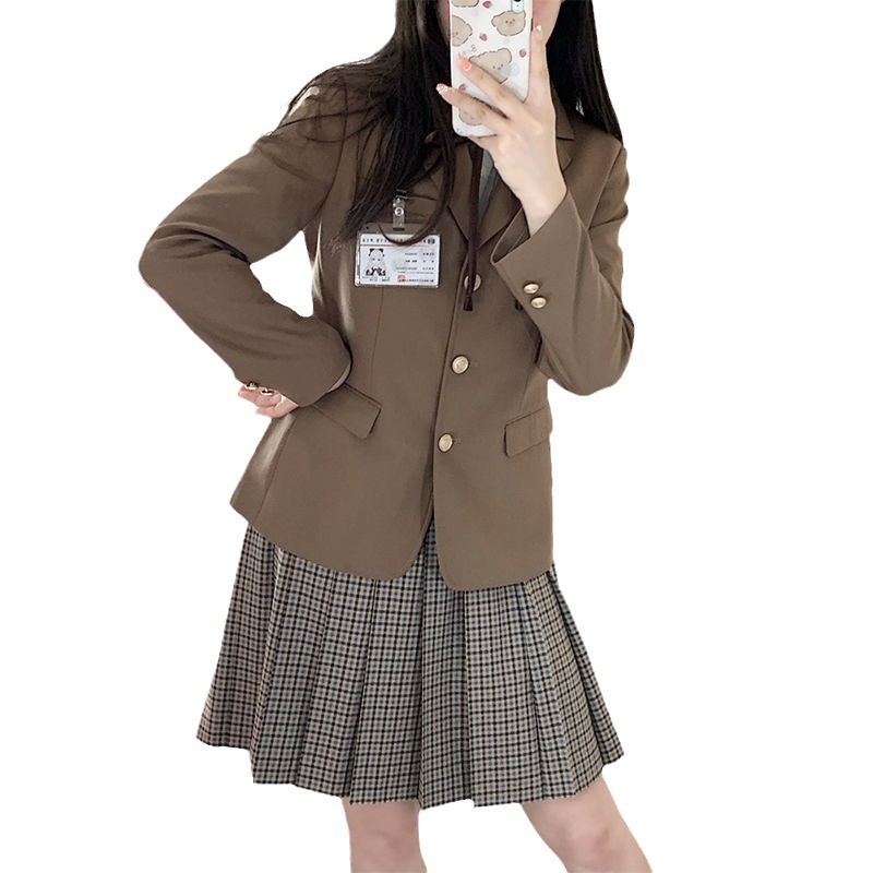T326Female Student Brown Blazer - Stylish Classroom Uniform for Girls