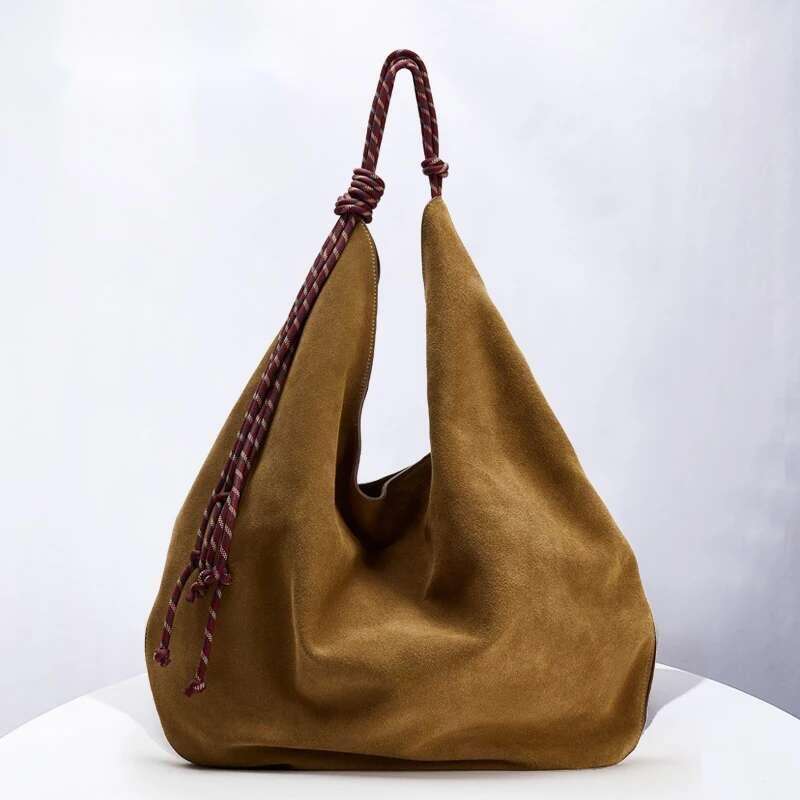 Faux Suede Oversize Hobos Bags For Women Designer Handbags Purses New In Knot Strap Handle Underarm Shoulder
