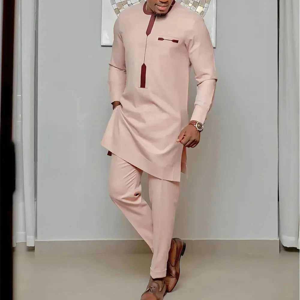 New African Summer Business Mens Short Sleeve Set Embroidered Big Stone Base Shirt Pants Set 2-piece Clothing Wedding Party 2025XJ250326