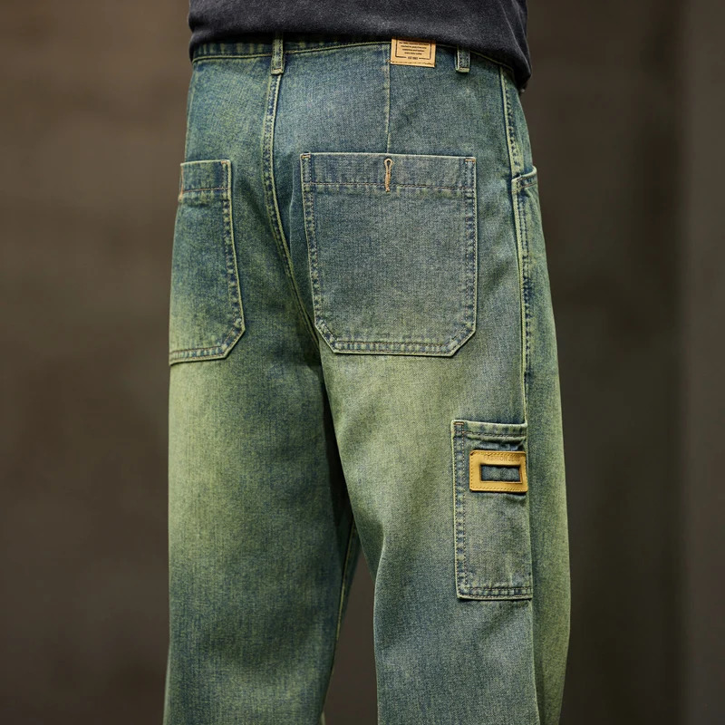 Jeans Men Baggy Pants Wide Leg Summer Straight Loose Fit Retro Blue Denim Pants Streetwear Fashion Pockets Vintage Man Clothes 250317