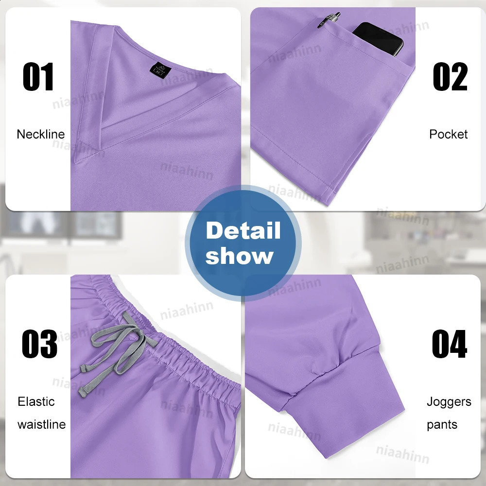 frosted nursing gowns highquality elastic care solid color uniforms wholesale workwear unisex styles 250326