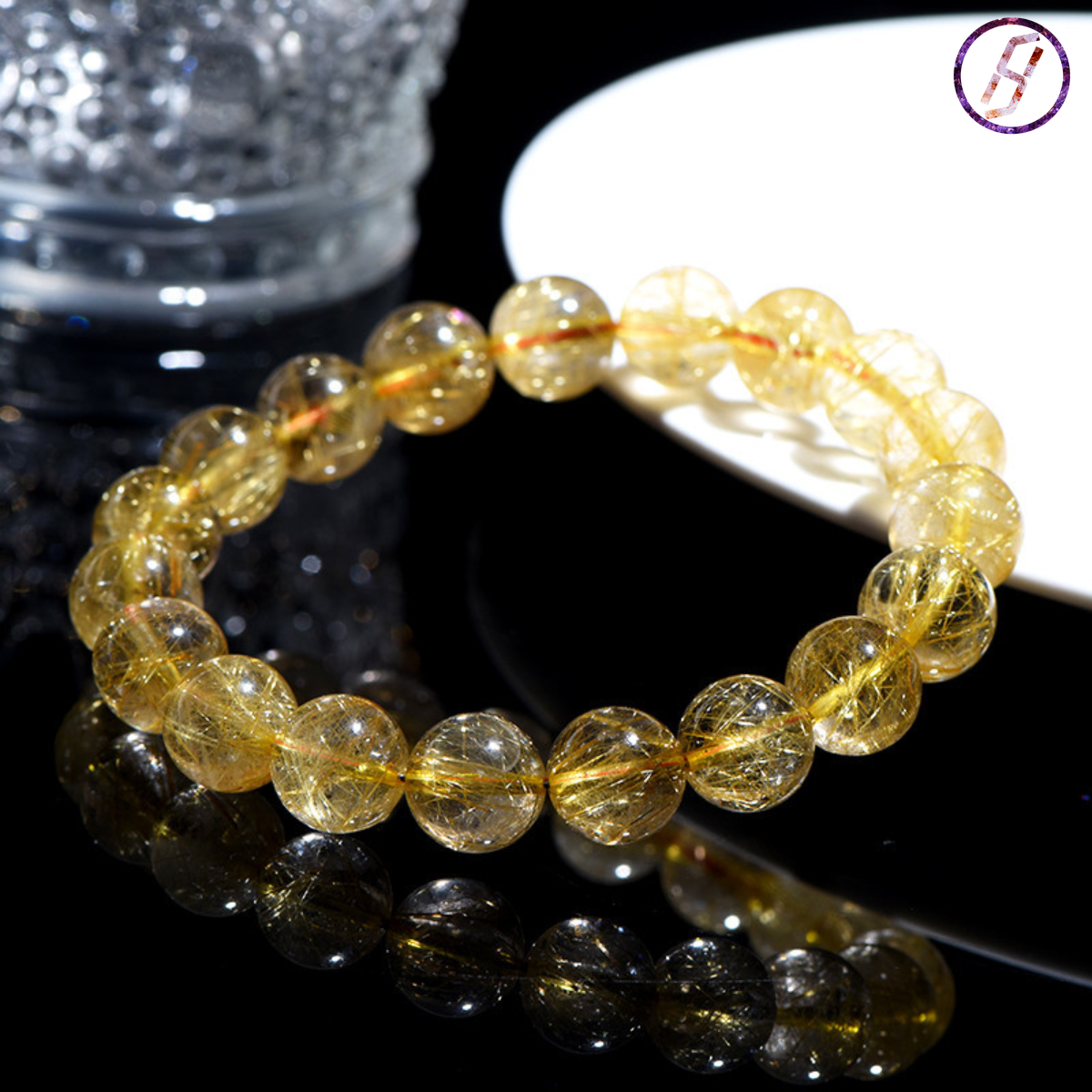 Natural Golden Rutilated Quartz Bracelets Factory Direct Sales Jewlery Designer for Women Super Seven Crystal 7A Grade Rutilated Quartz