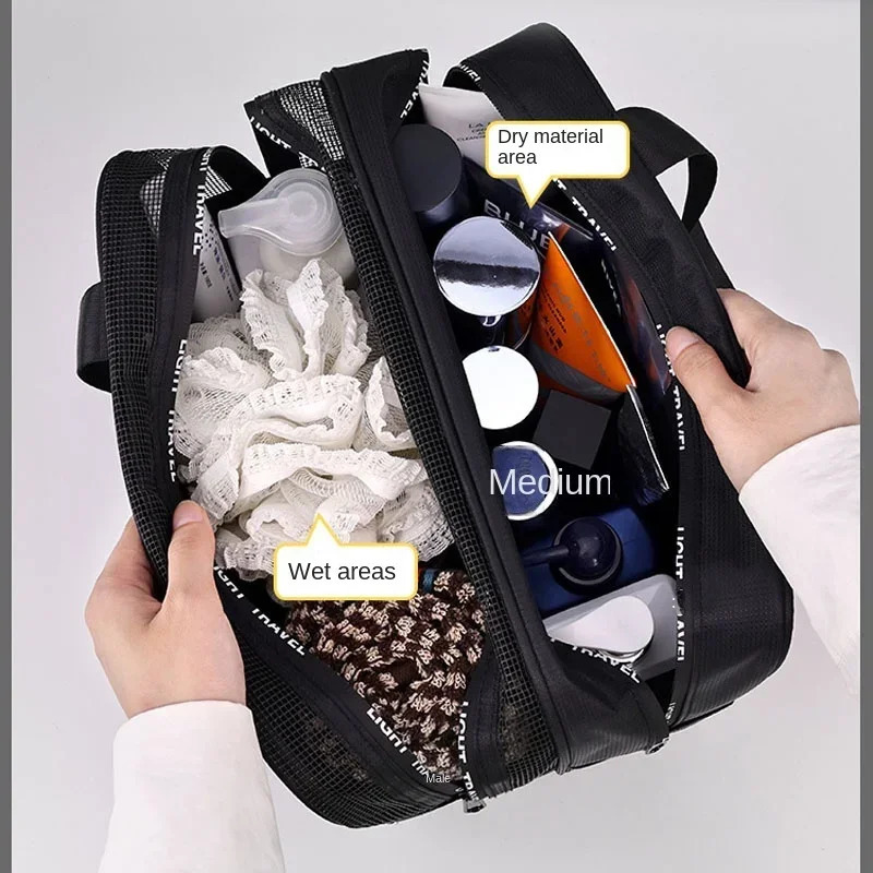 large capacity makeup bag dry wet separation doublelayer bathroom travel basic portable cosmetics organizer 250326