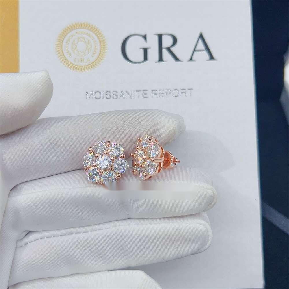 Zuanfa Hot Top Selling Pass Diamond Tester Fine Jewelry 925 Silver 8mm 12mm 15mm Flower Earrings VVS Moissanite Stud Earrings
