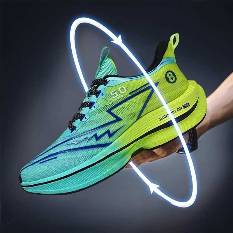 Mens sports shoes professional cushioning carbon board running shoes breathable lace casual sports shoes marathon sports shoes Y250325