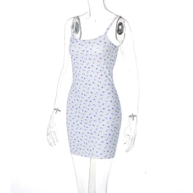 Fashion Women White Summer New Print Mini Dress Sexy Sg Backless Sleeveless Sheath Slim Dresses Female Clubwear
