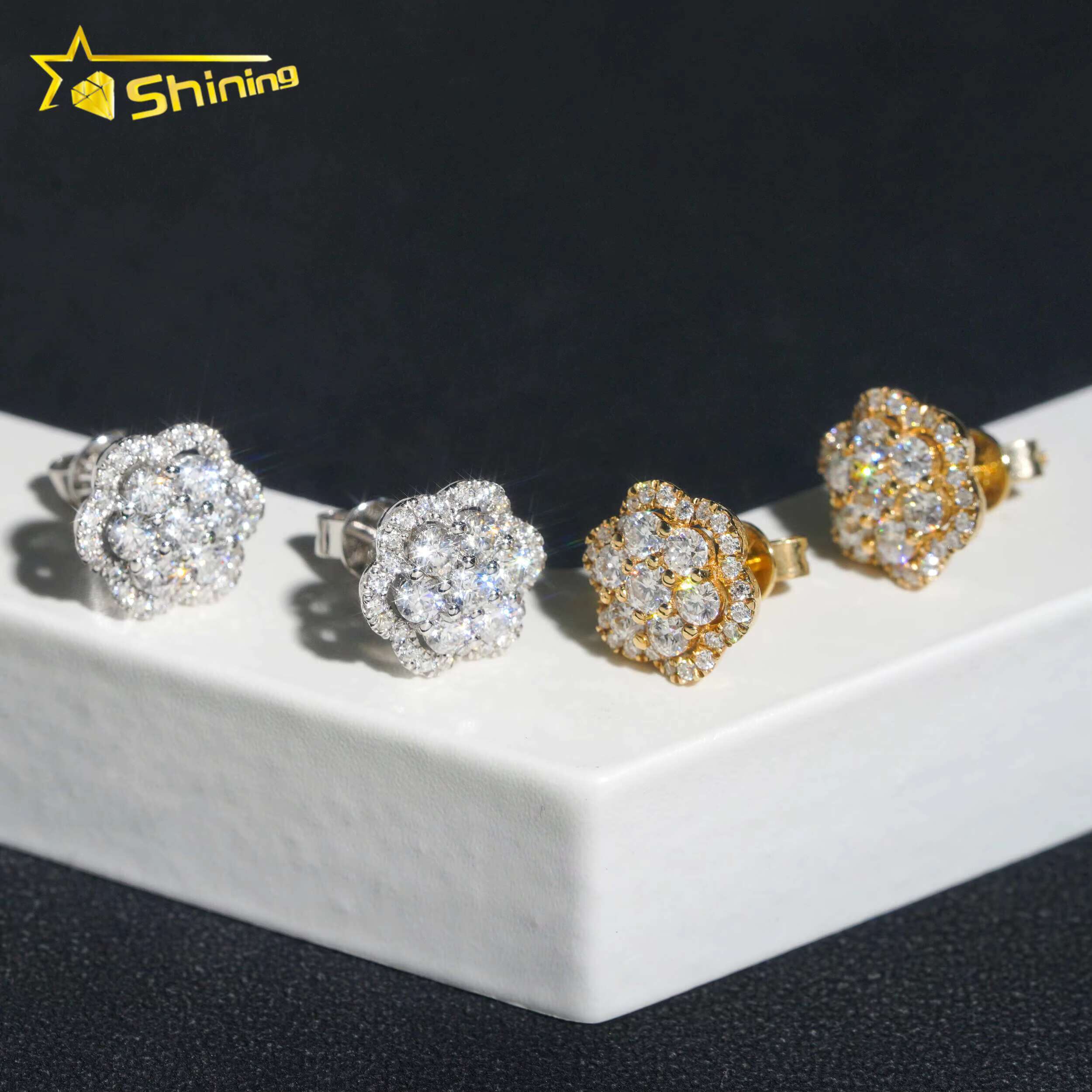 Ready to Ship 10K Solid Gold GRA Moissanite Stud Earrings Moissanite Gold Jewelry