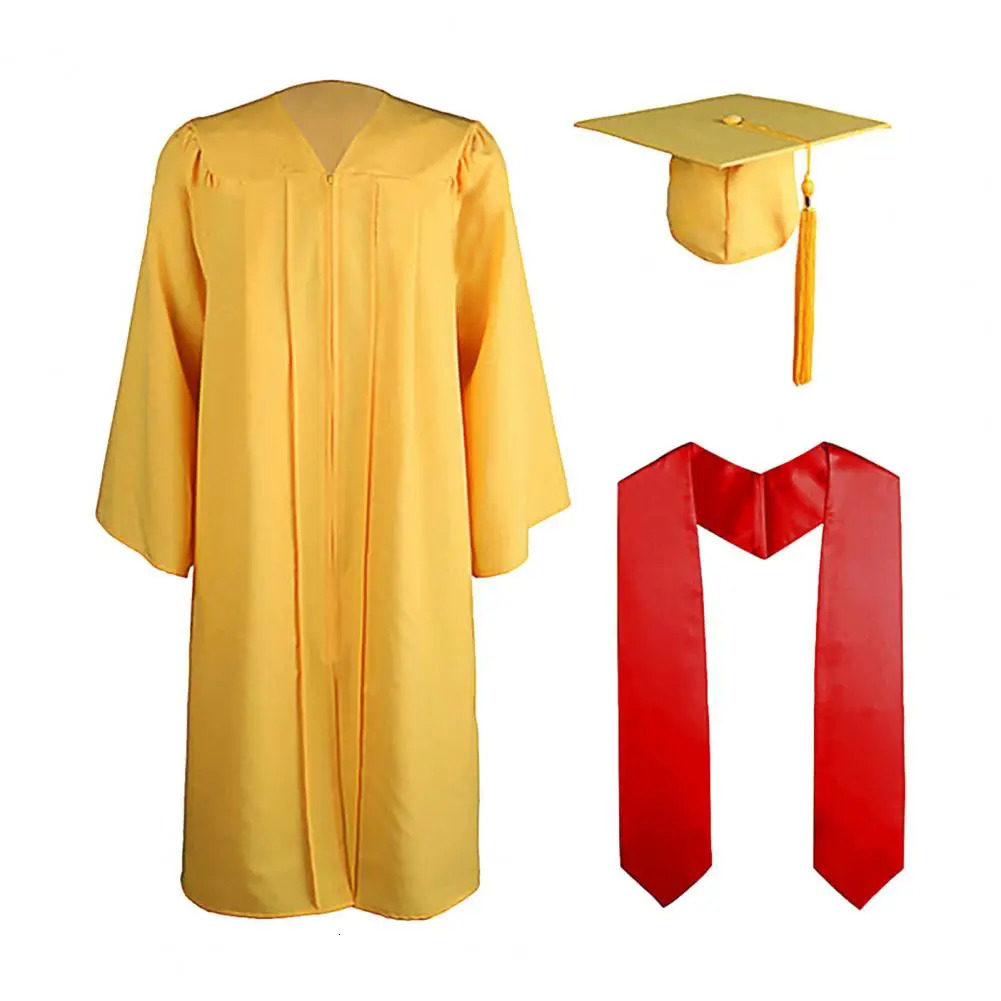 3 piecesset Adult Graduate School Dress Hat Set Ruffled Academic Bachelor of Fashion College University Uniform Robe 250326