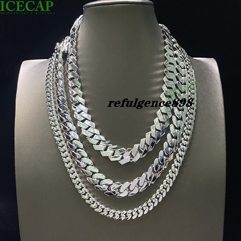 Custom 925 Sterling Silver Cuban Link Chain Charm Necklace Fine Jewelry Hip Hop Chain White Gold Plated Cuban Necklace for Men