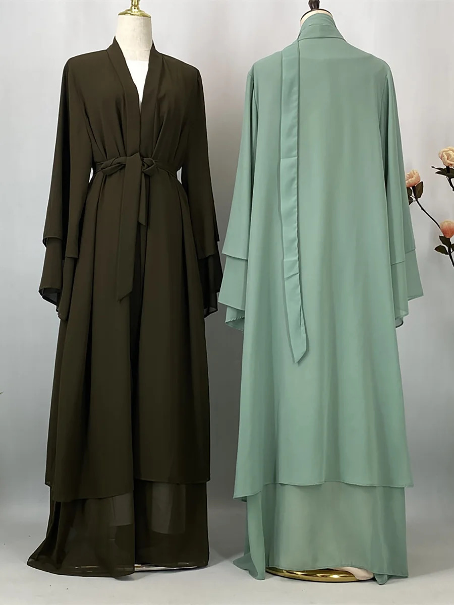 Ramadan Ka Chiffon Open Abaya Womens Muslim Dress Kaftan Islamic Clothing Caftan Marocain Humility Robe Dubai Kimono 250326