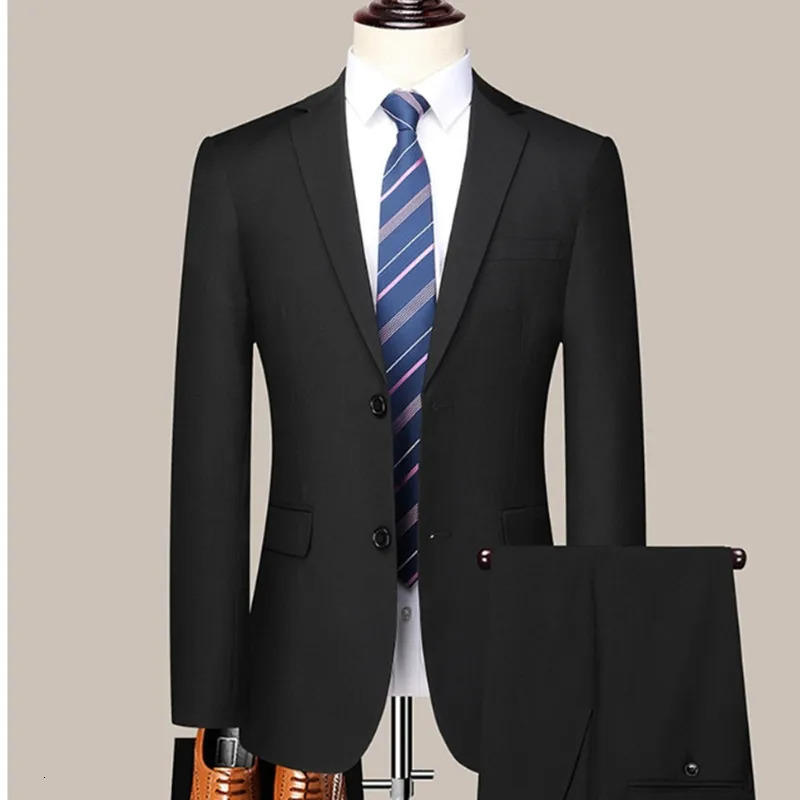 By we will mainly promote the explosion of highquality solid color lapel twopiece business casual mens clothing 250326