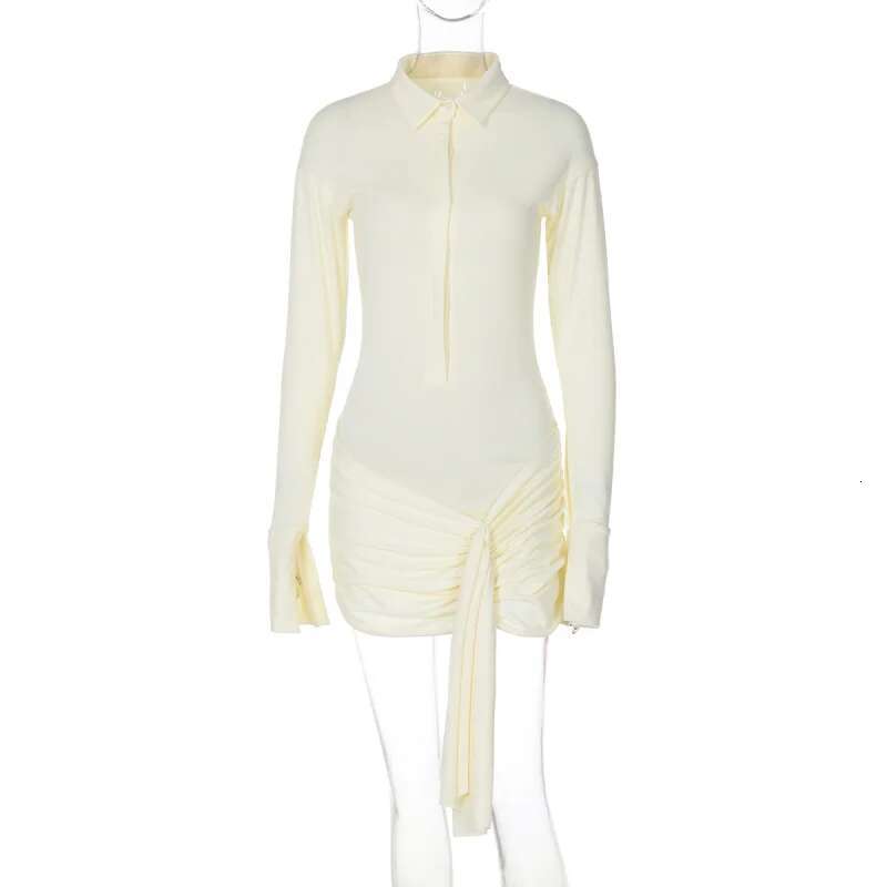 Dongdumaoyi Lente Nieuwe Franse High End Mode Elegante Revers Vest Sexy Slim Fit Tie Taille Jurk C