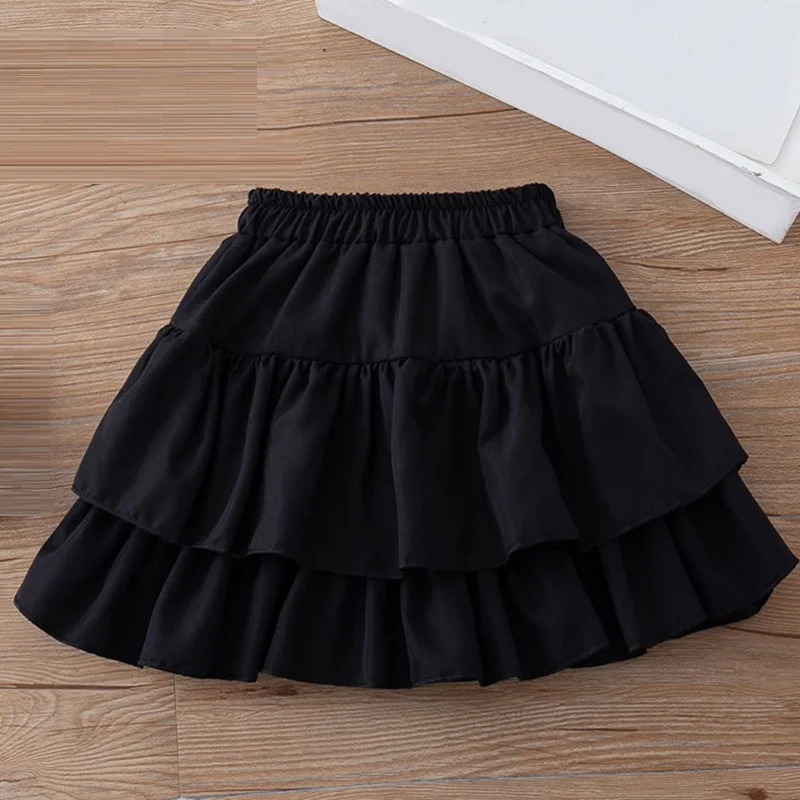 3-12 Years School Girls White Black High Waist Pleated Skirt Toddler Teenage Girl Short Skirts Kids Skirts Children Clothes 250326