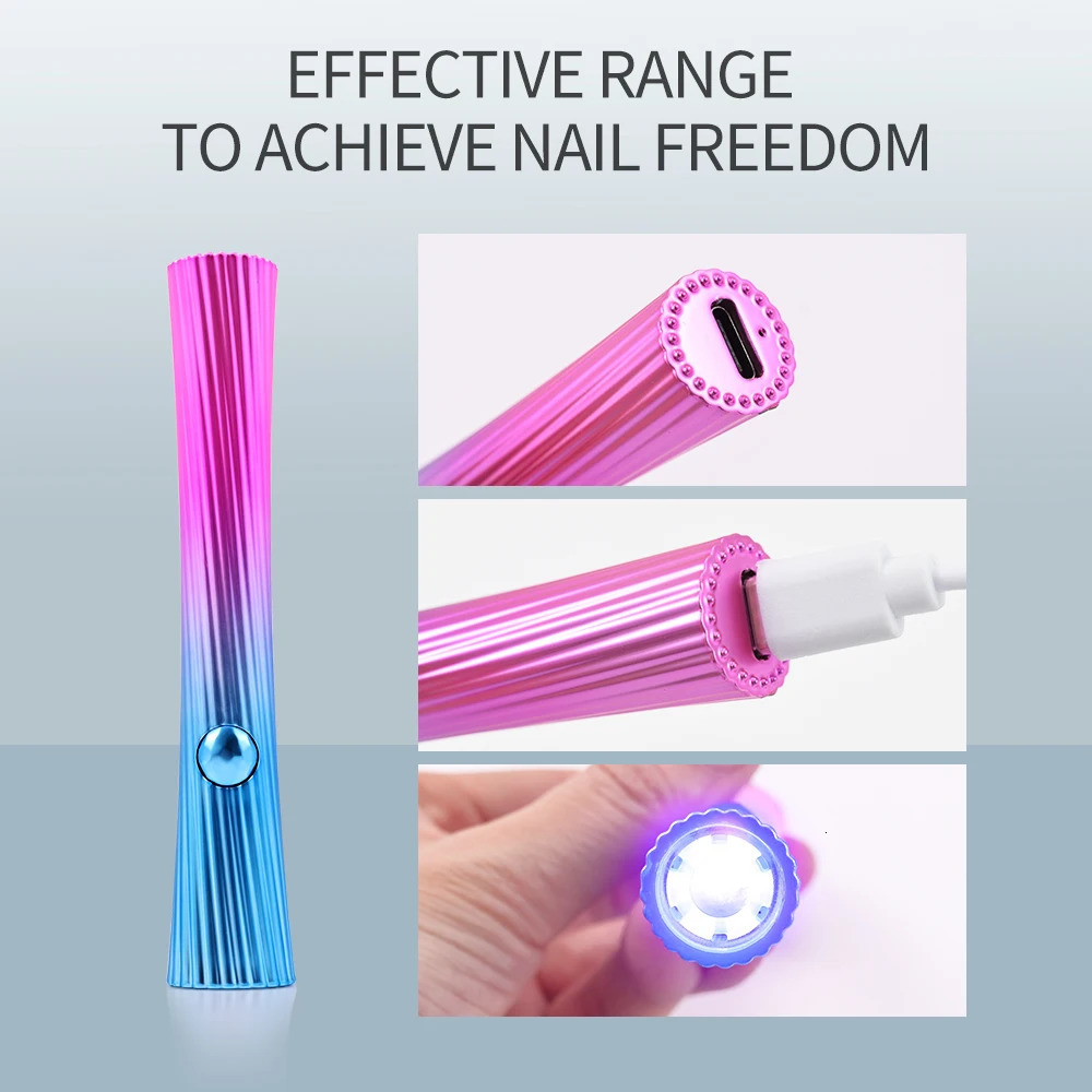 1Pcs handheld UV lamp 2W ripple 365nm 395nm professional nail dryer fast drying process 250325
