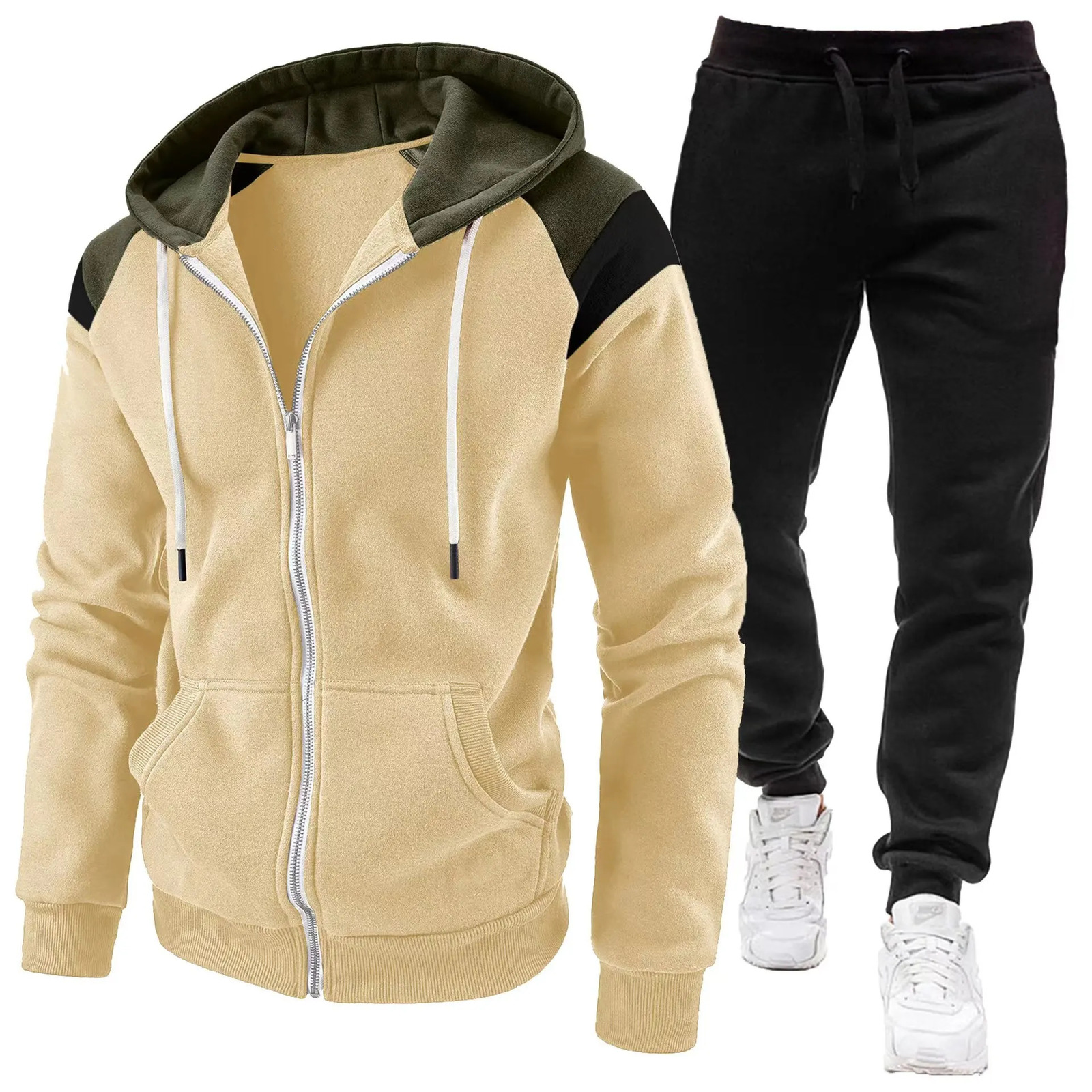 Mens hooded sweater wool cool casual winter clothing sports cardigan long sleeved zipper mens top 250327