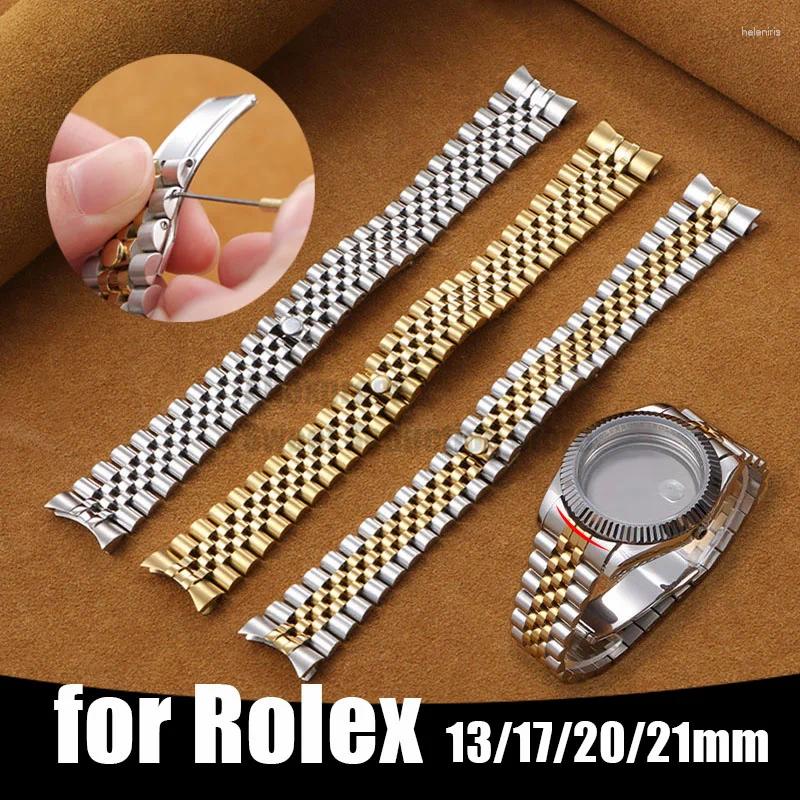 Watch Bands 13mm 17mm 20mm 21mm Luxury Solid Stainless Steel Strap For Replacement Wawtch Band Jubilee Curved End Metal Bracelet
