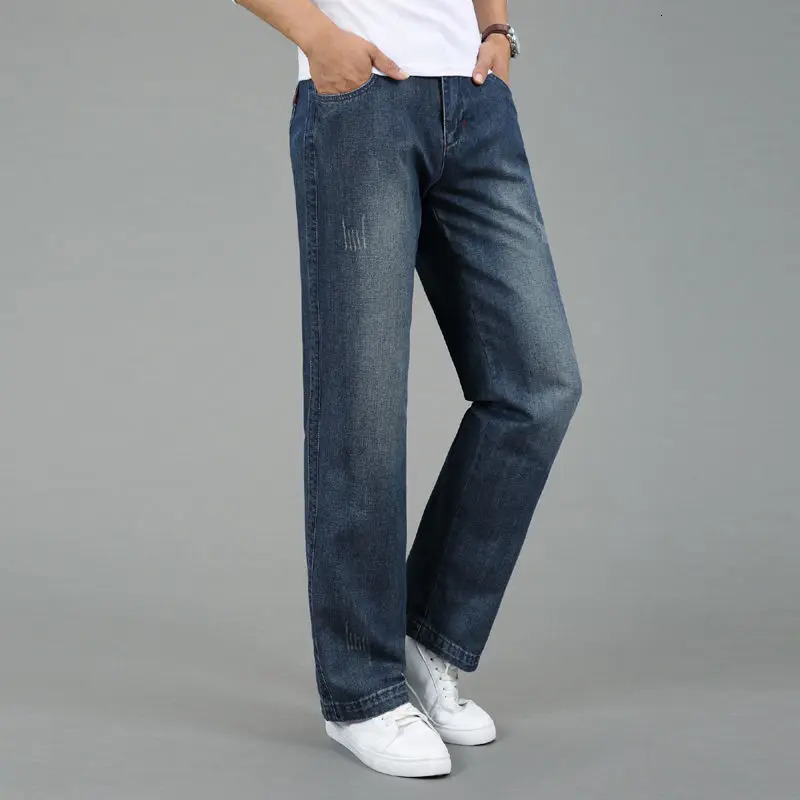 Autumn Vintage Casual Straight Jeans Mens Solid Button Zipper Pockets Patchwork Loose Korean Fashion Trend Wide Leg Pants 250317