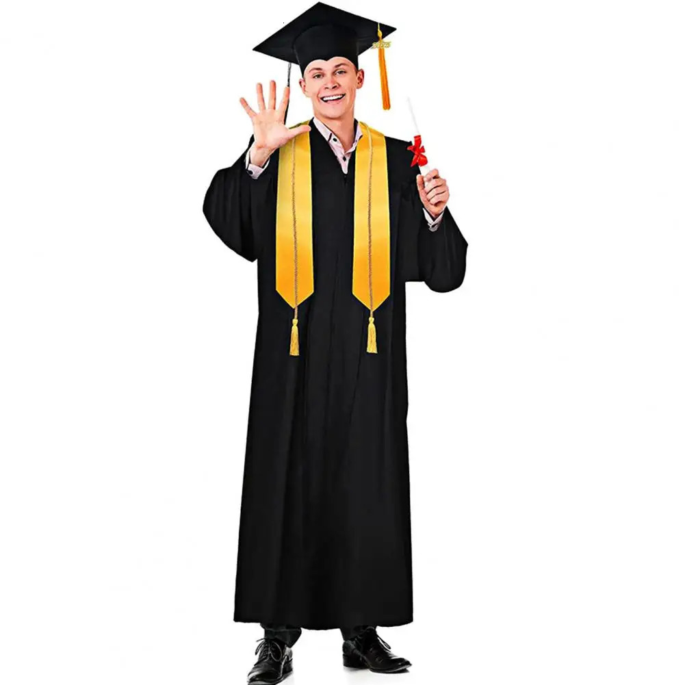 5pieceset bachelor uniform set including hat tassel rope zipper graduation gown voucher and 250326